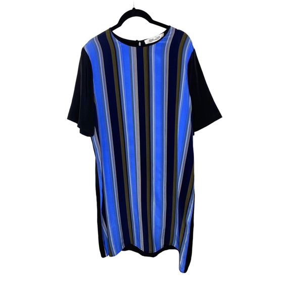Diane Von Furstenberg Dresses & Skirts - Diane Von Furstenberg Womens‎ Striped Silk Shift Dress 10 Short Sleeve Keyhole